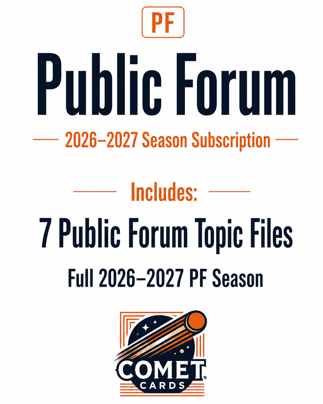 2026–2027 COMET CARDS PUBLIC FORUM SEASON SUBSCRIPTION