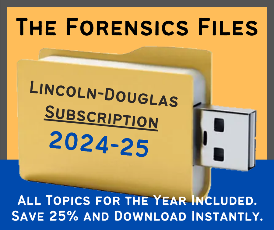 Save 25%! The Forensics Files: NSDA LD Debate File 2024-25 Subscription