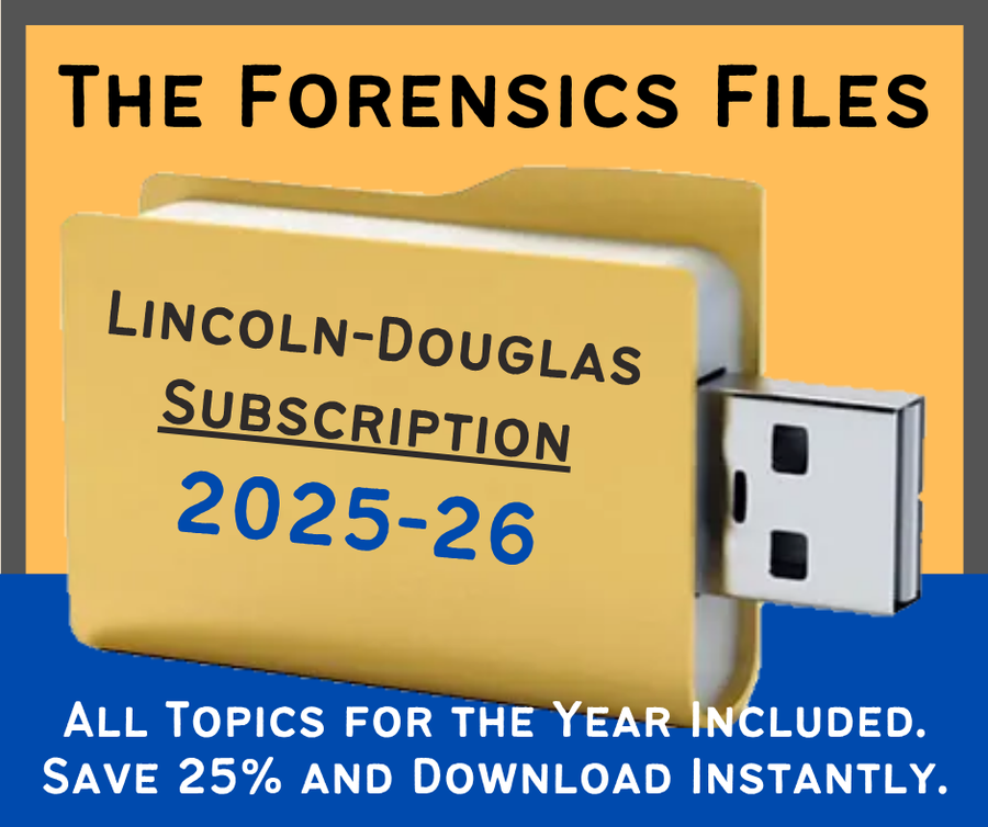 Save 25%! The Forensics Files: NSDA LD Debate 2025-26 Subscription