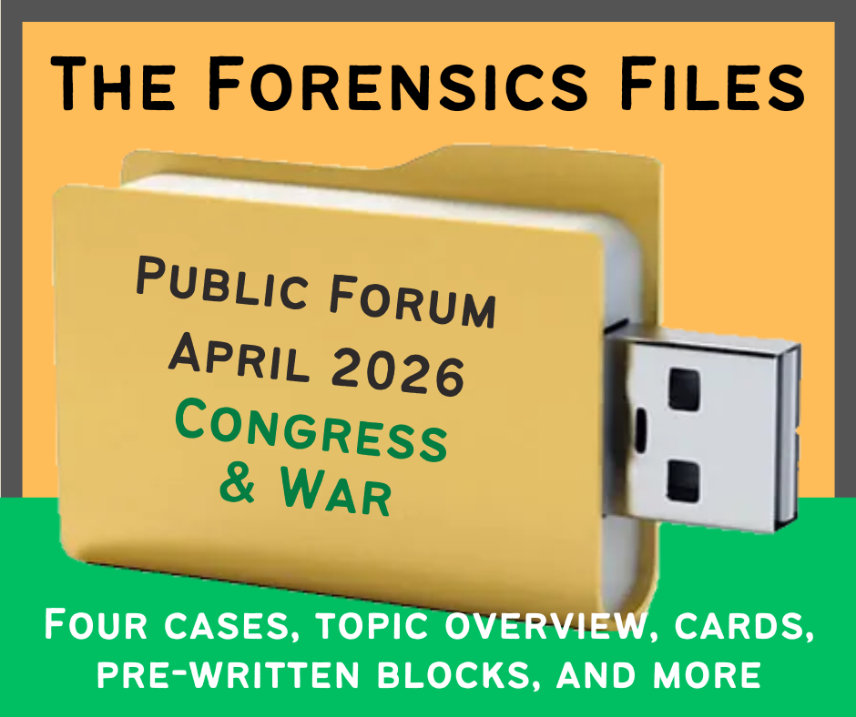 The Forensics Files April 2026 PF: Congressional authorization for war