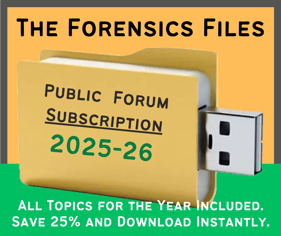 Save 25%! The Forensics Files: NSDA PF Debate File 2025-26 Subscription