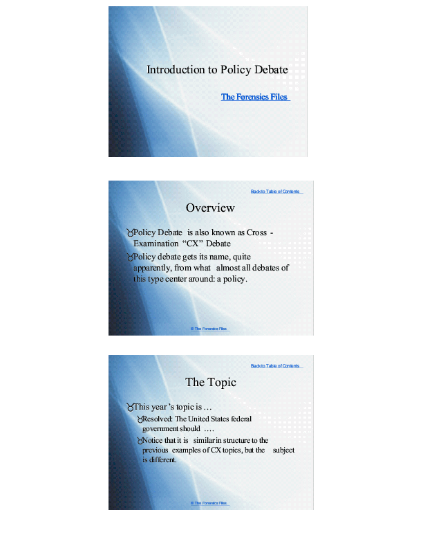 Beginning Policy/CX Powerpoint Lecture from Forensics Files - SpeechGeek Market